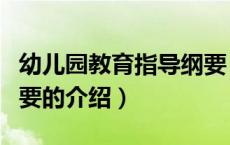 幼儿园教育指导纲要（关于幼儿园教育指导纲要的介绍）