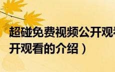 超碰免费视频公开观看（关于超碰免费视频公开观看的介绍）