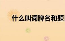 什么叫词牌名和题目（什么叫词牌名）