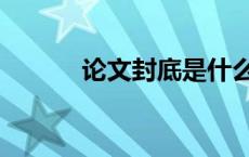 论文封底是什么（封底是什么）