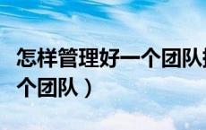 怎样管理好一个团队提高销售（怎样管理好一个团队）