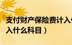 支付财产保险费计入什么科目（财产保险费计入什么科目）