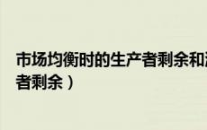 市场均衡时的生产者剩余和消费者剩余（生产者剩余和消费者剩余）
