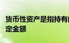 货币性资产是指持有的现金及将以固定或可确定金额