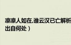 凛凛人如在,谁云汉已亡解析（凛凛人如在 谁云汉已亡 些话出自何处）
