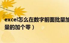 excel怎么在数字前面批量加0（怎么用EXCEL在数字前面批量的加个零）