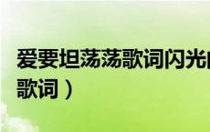 爱要坦荡荡歌词闪光的乐队歌词（爱要坦荡荡歌词）