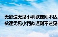 无欲速无见小利欲速则不达见小利则大事不成打一成语（无欲速无见小利欲速则不达见小利则大事不成）