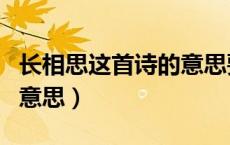长相思这首诗的意思要简单（长相思这首诗的意思）