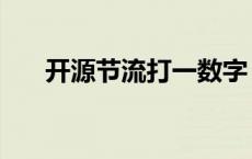 开源节流打一数字（开源节流打一字）