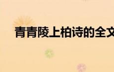 青青陵上柏诗的全文拼音（青青陵上柏）