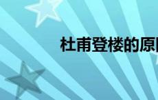 杜甫登楼的原因（杜甫登楼）