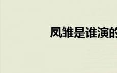 凤雏是谁演的（凤雏是谁）