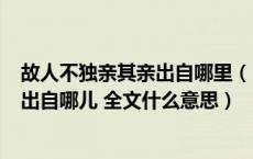 故人不独亲其亲出自哪里（ldquo 故人不独亲其亲 rdquo 出自哪儿 全文什么意思）