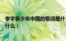 李宇春少年中国的歌词是什么歌（李宇春少年中国的歌词是什么）