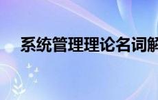 系统管理理论名词解析（系统管理理论）